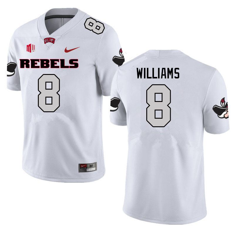 Men #8 Charles Williams UNLV Rebels College Football Jerseys Sale-White - Click Image to Close